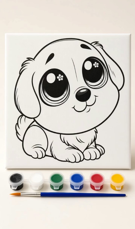 Sevimli köpek desenli tuval